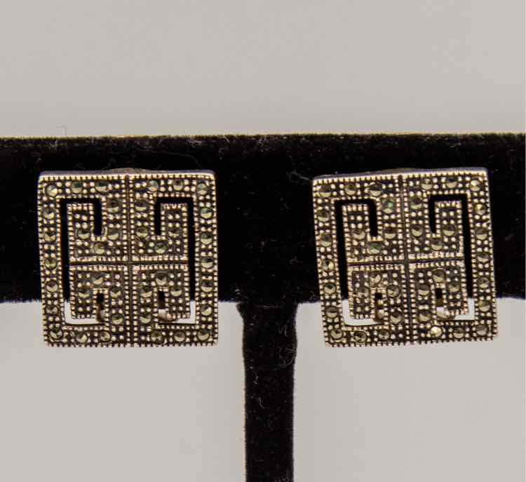 Vtg. Marcasite Clip Earrings
