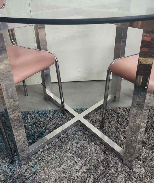 Amalfi Style Glass & Chrome Dinette Table