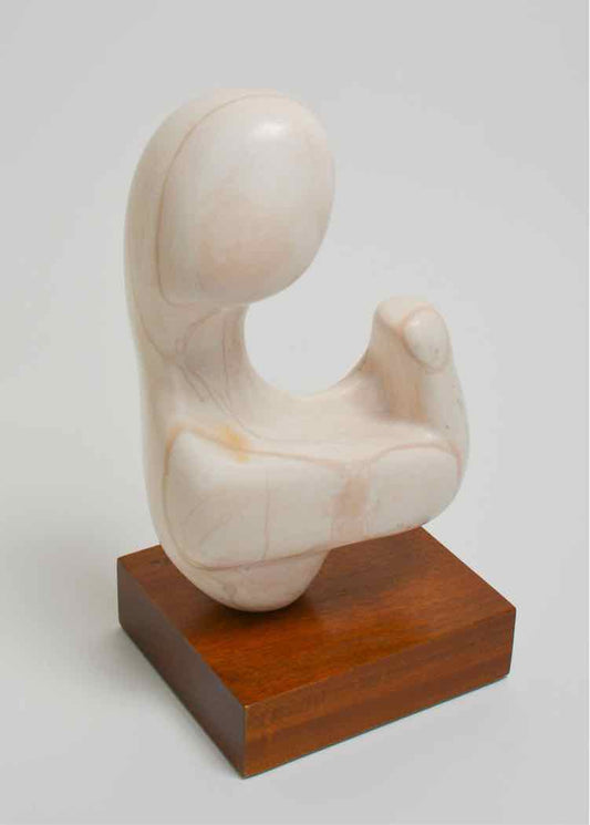 Art "Mother and Child" White Marble Abstract Sculpture
