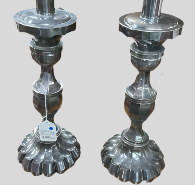 Large set of Antique Silverplate Candlesticks