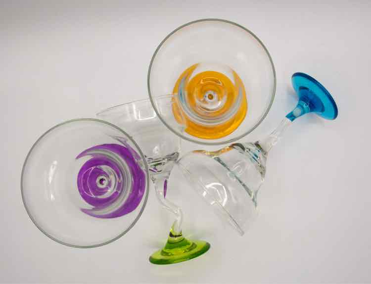 Set of 4 Colorful Stem Margarita Glasses