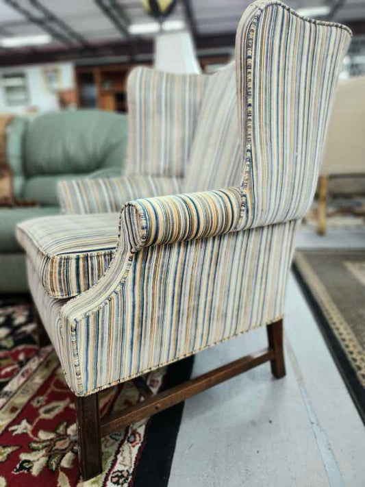 Striped Wing Back Chair
