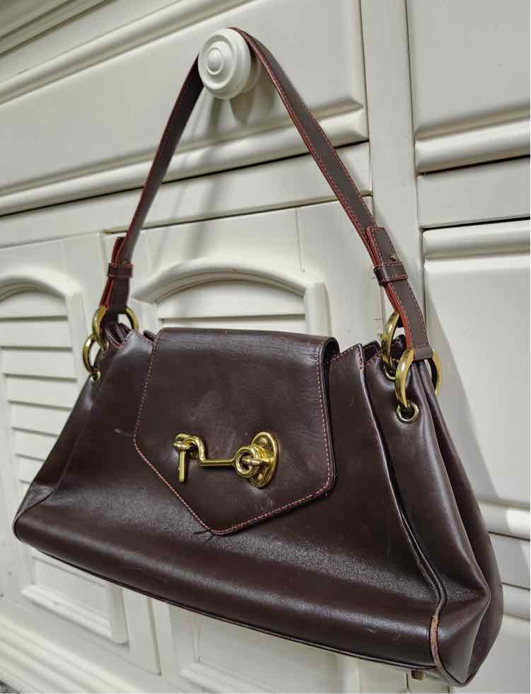 Tanner Krolle Dark Brown Leather/Gold Handbag