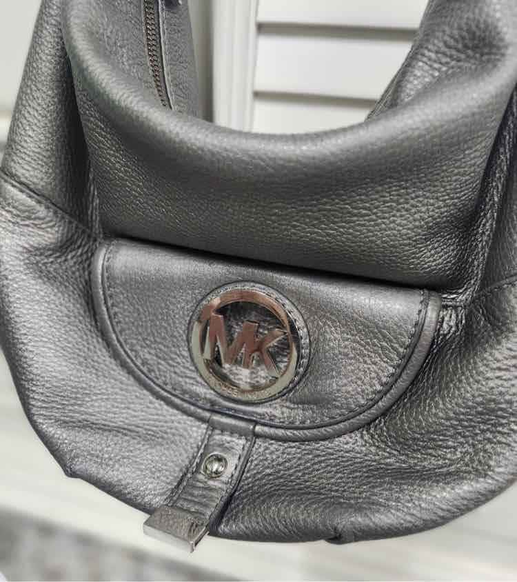 M. Kors Grey Pebbled Leather Hobo Bag