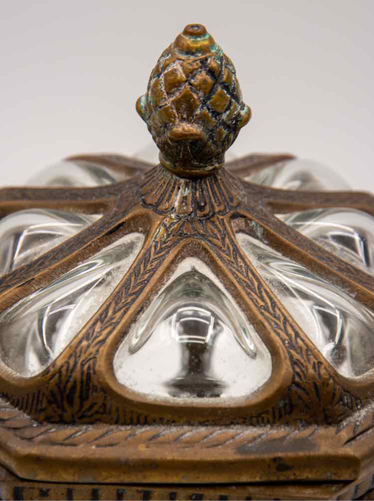 Vintage Baroque Brass/Hand Blown Glass Jar