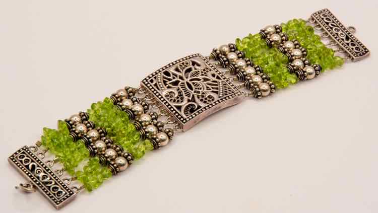 .925 Multi-Strand Peridot Bracelet