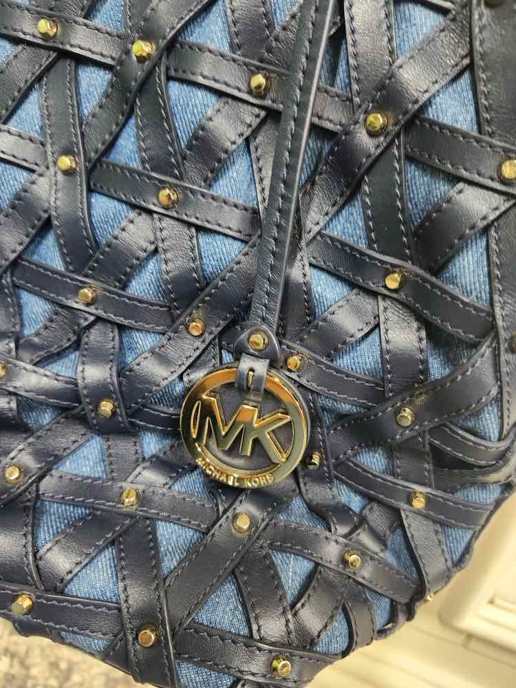 Micheal Kors Denim & Black Leather Trim Tote