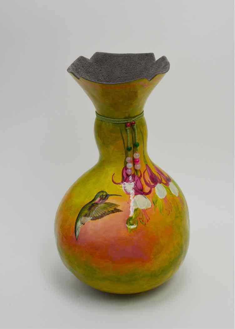 J.A.Wolfe Signed Yellow Gourd Art Vas