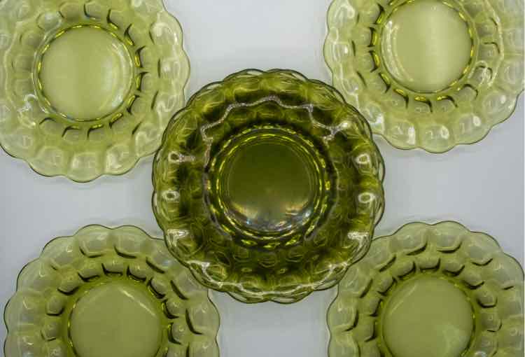 Vtg Green Glass Dishware