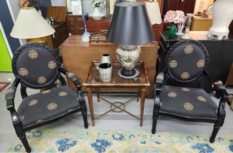 Pair of Black Medallion Chairs