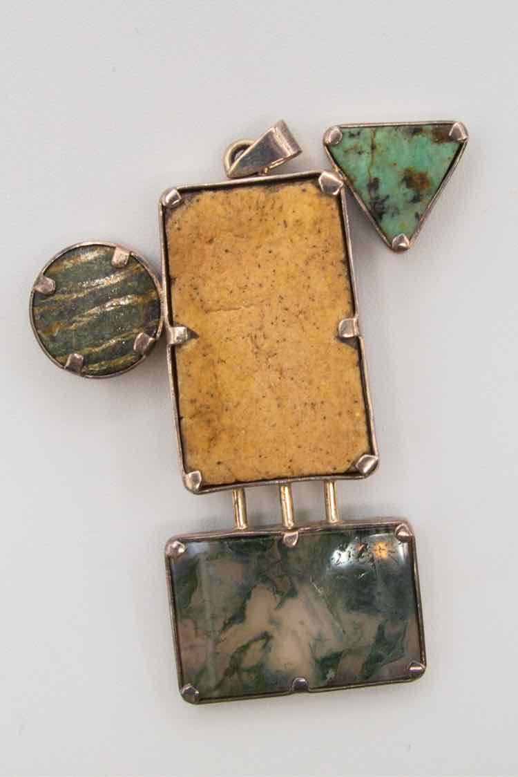 .925 Moss Agate/Soapstone/Turquoise Pendant