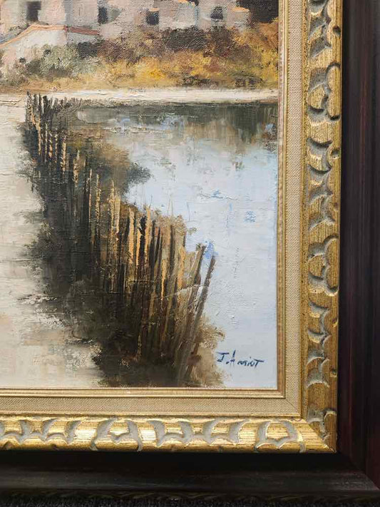 Art "Bras du Beuvron, Soloque" Oil J. Amiof 1983