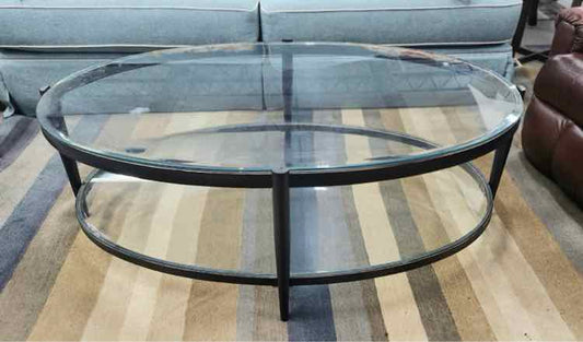 2 Tier Oval Glass Coffee Table