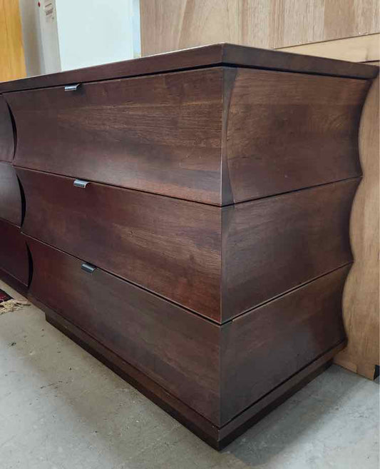Pair of Curved 3 Drawer Nightstand