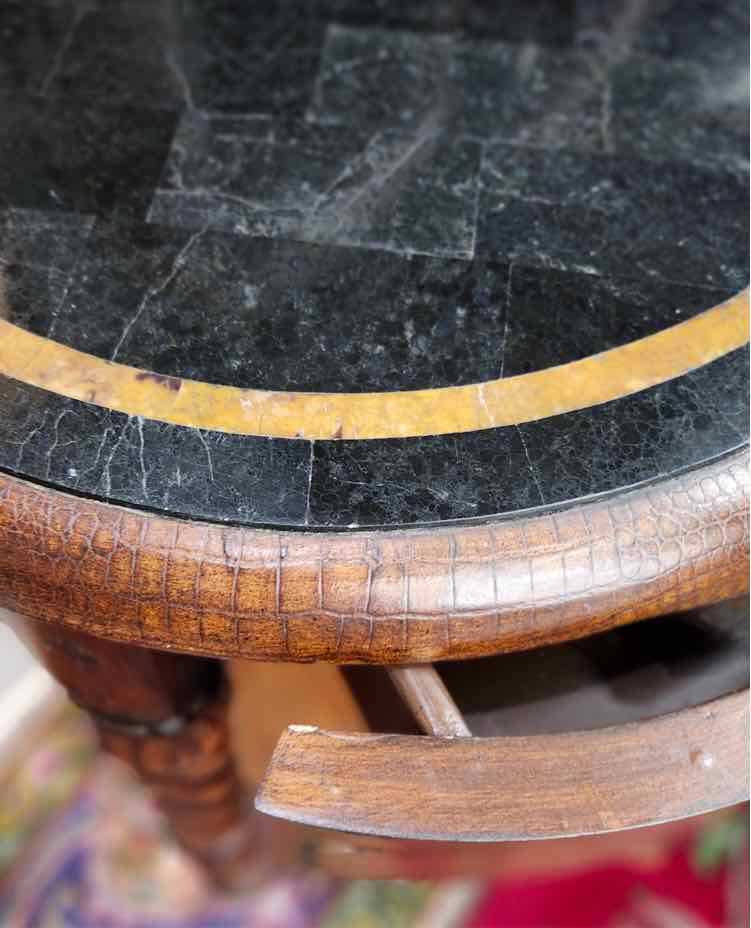 Round Stone Inlaid Occasional Table