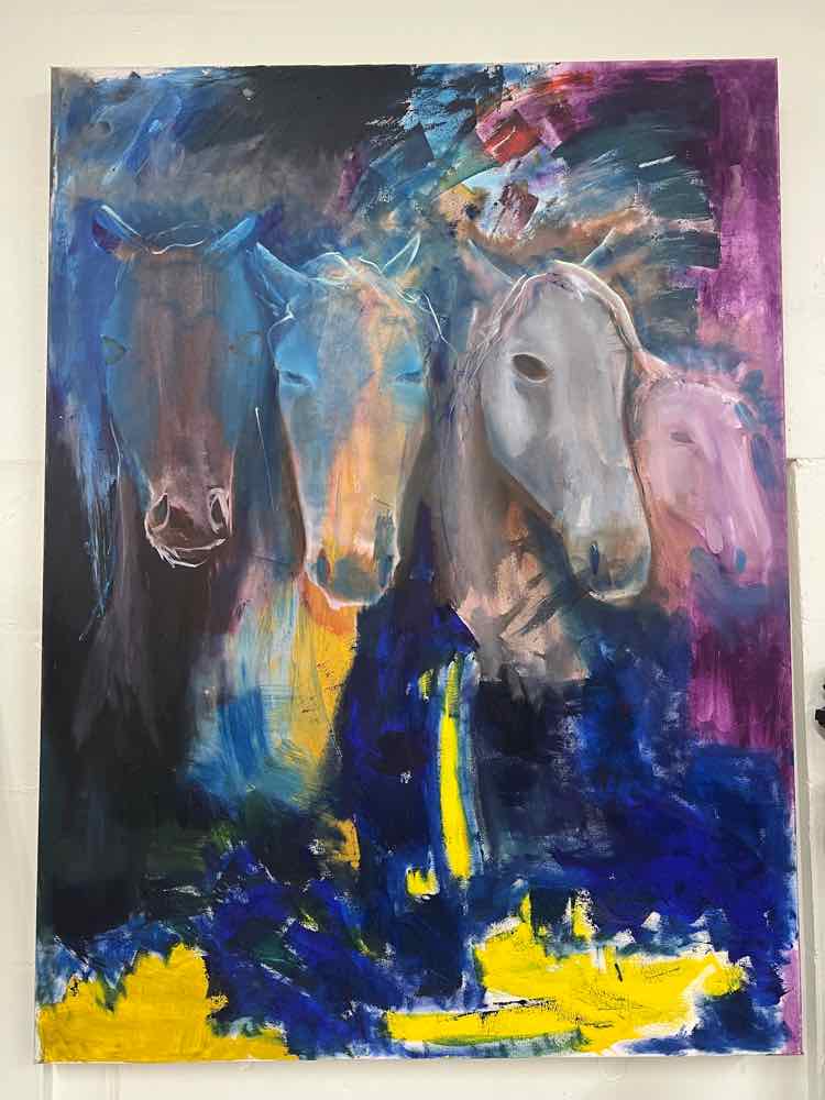 Horses, Oil on Canvas Local Artist