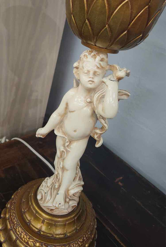 Pair of Angel Urn Lamps w/ French Shades