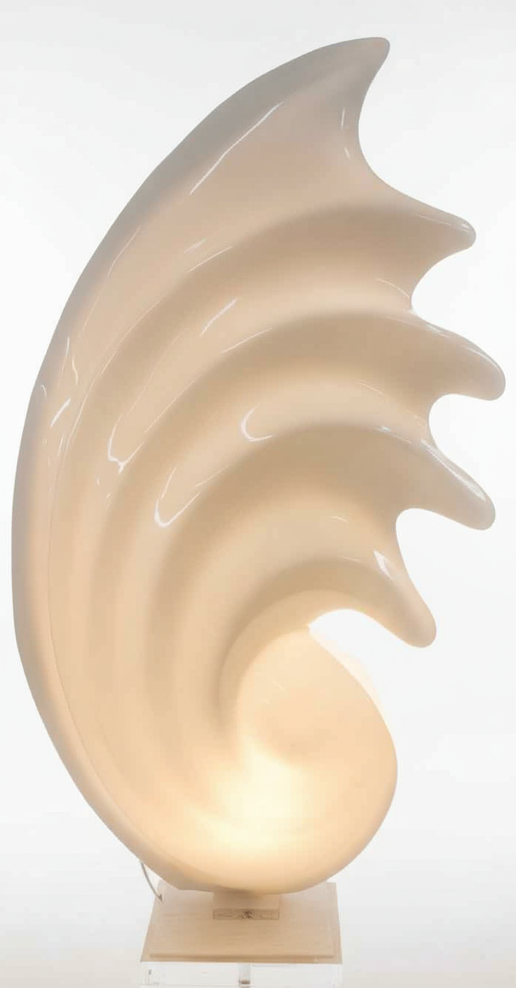 Vtg. Rougier Lucite Seashell Lamp
