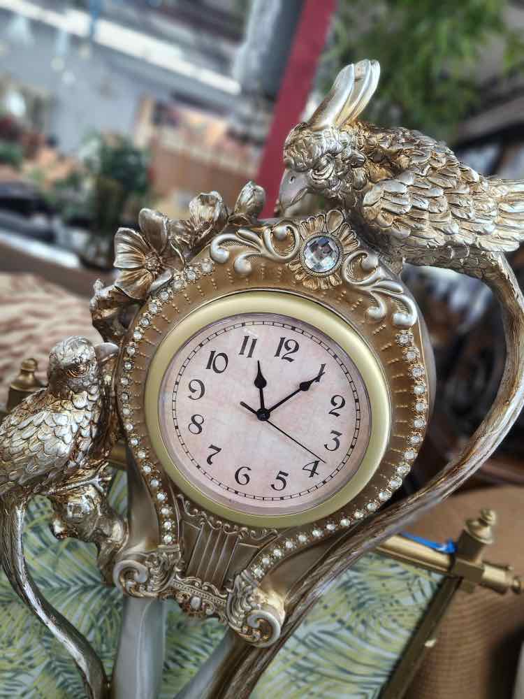 Silver Resin Pheasant Grandmother Clock