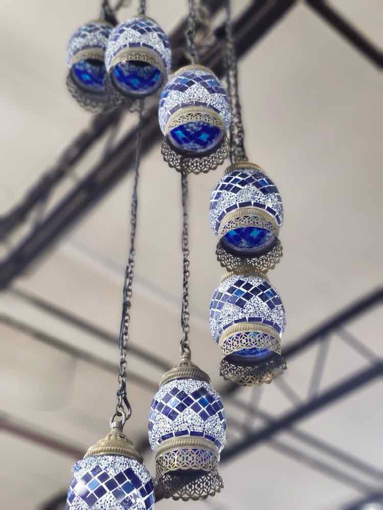 3 Light Moroccan Blue Chandelier