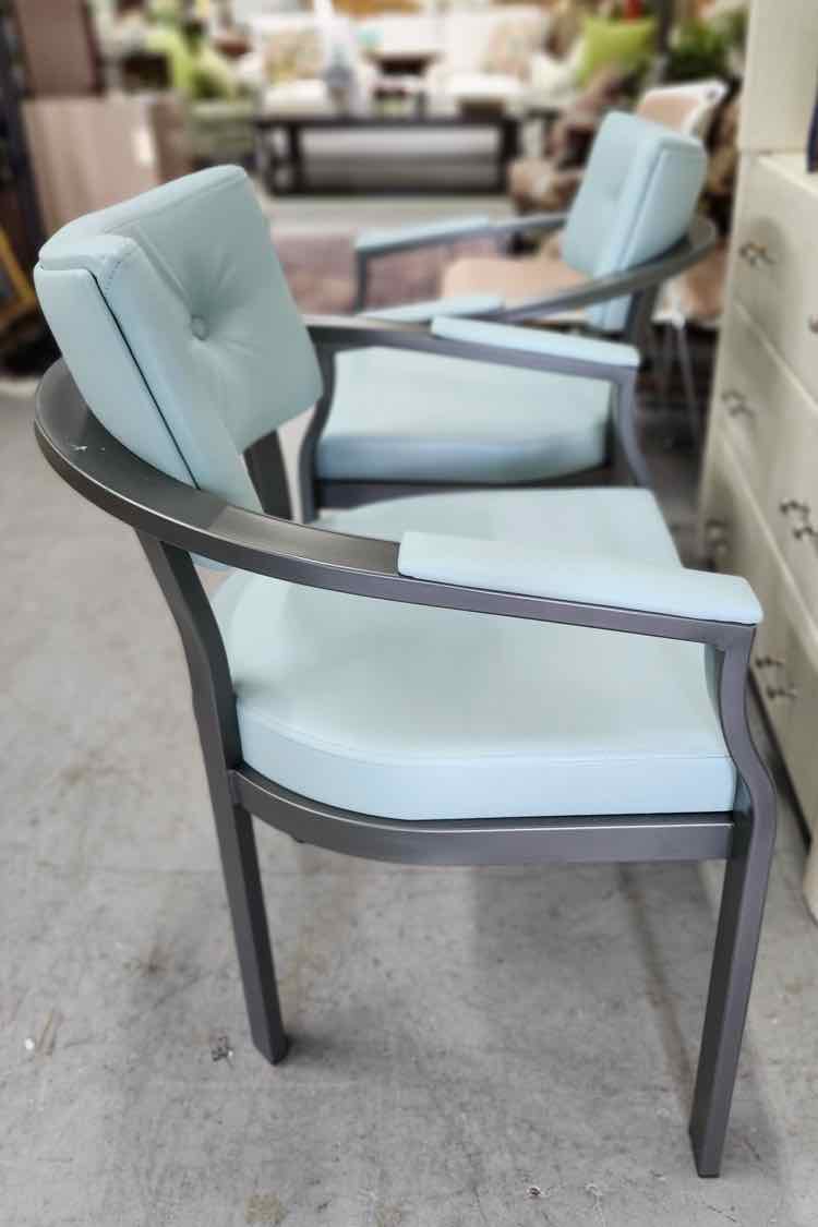 Pair of Aquamarine Fabric Chairs