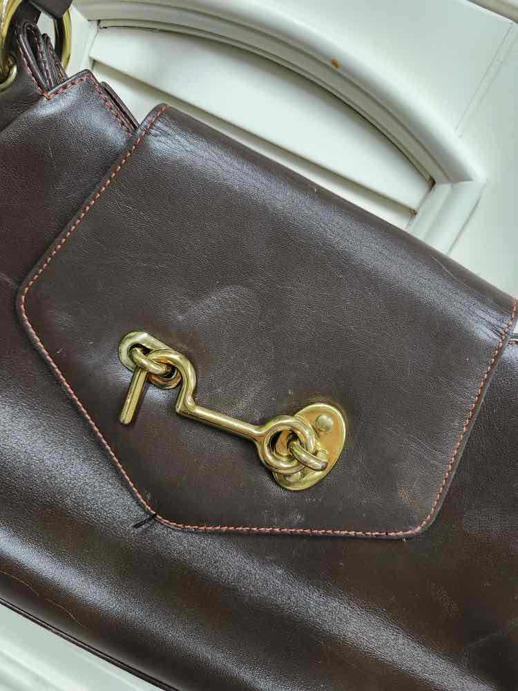 Tanner Krolle Dark Brown Leather/Gold Handbag