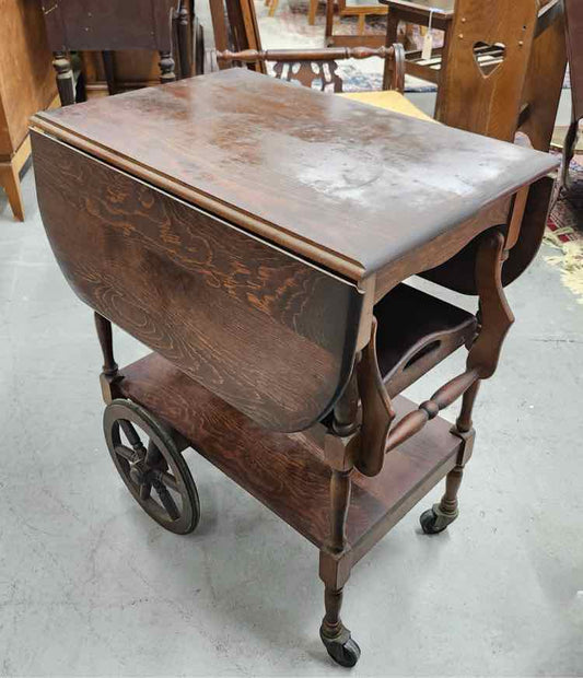 Antique Drop Leaf Serving Cart