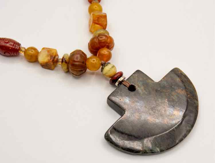 Stone Bead Necklace w/ Pendant