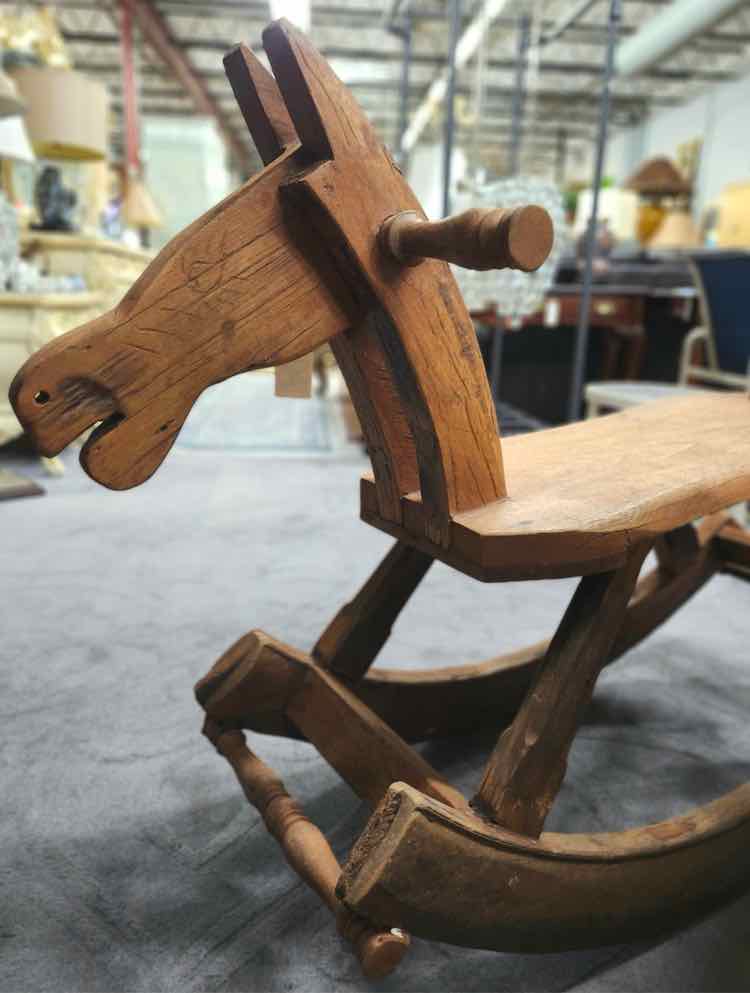 Large Teak MCM Rocking Horse