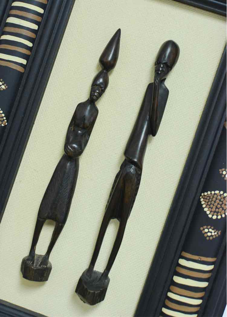 African Carved Wood Figural Wall Art