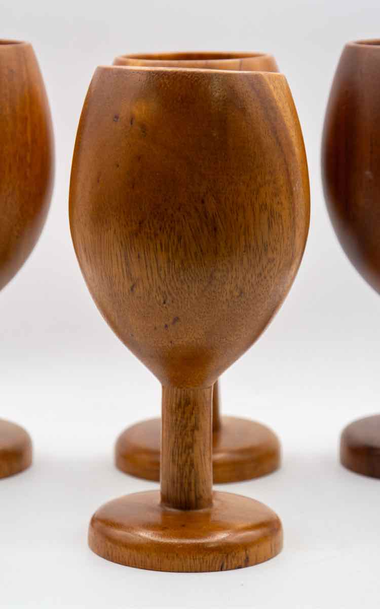 4 Wooden Chalice Cups