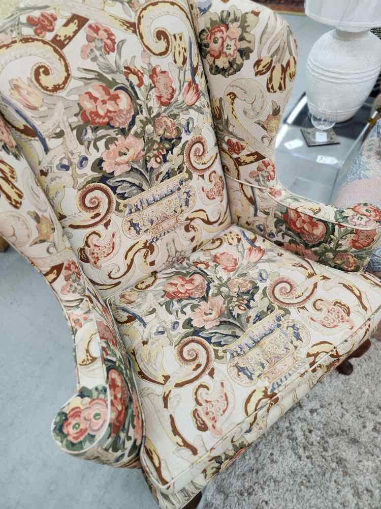 Floral Wing Back Chair