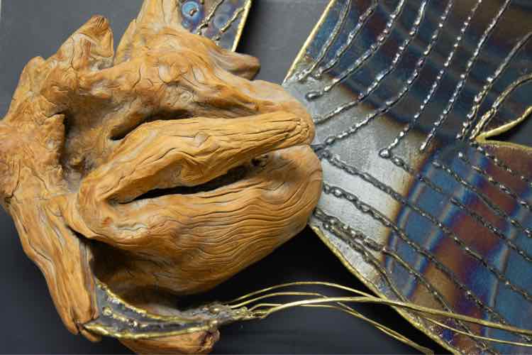 Driftwood/Metal Angelfish Sculpture