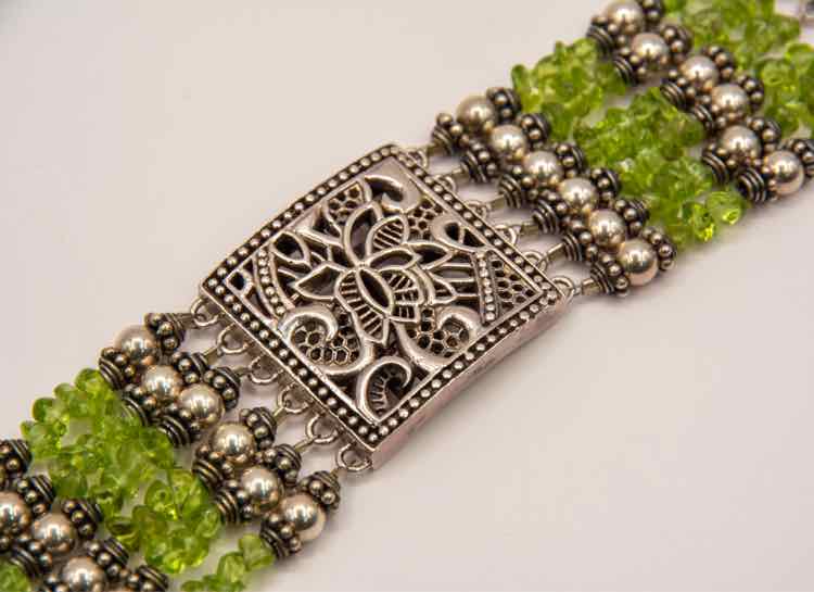.925 Multi-Strand Peridot Bracelet