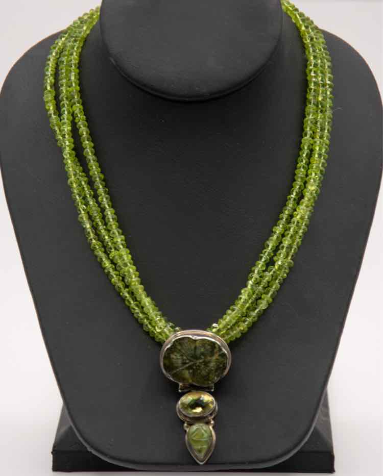 .925 Moss Agate/Citrine/Jade/Peridot Necklace
