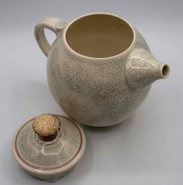 Grey & Cream Raku Fire Teapot by Ron Mello