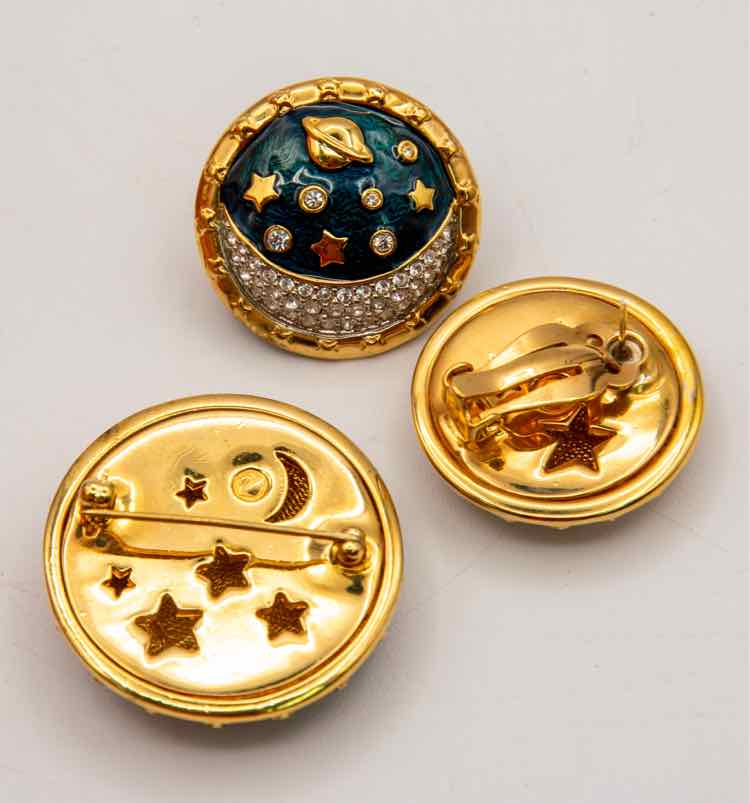 Swarovski Crystal Celestial Earrings&Pin