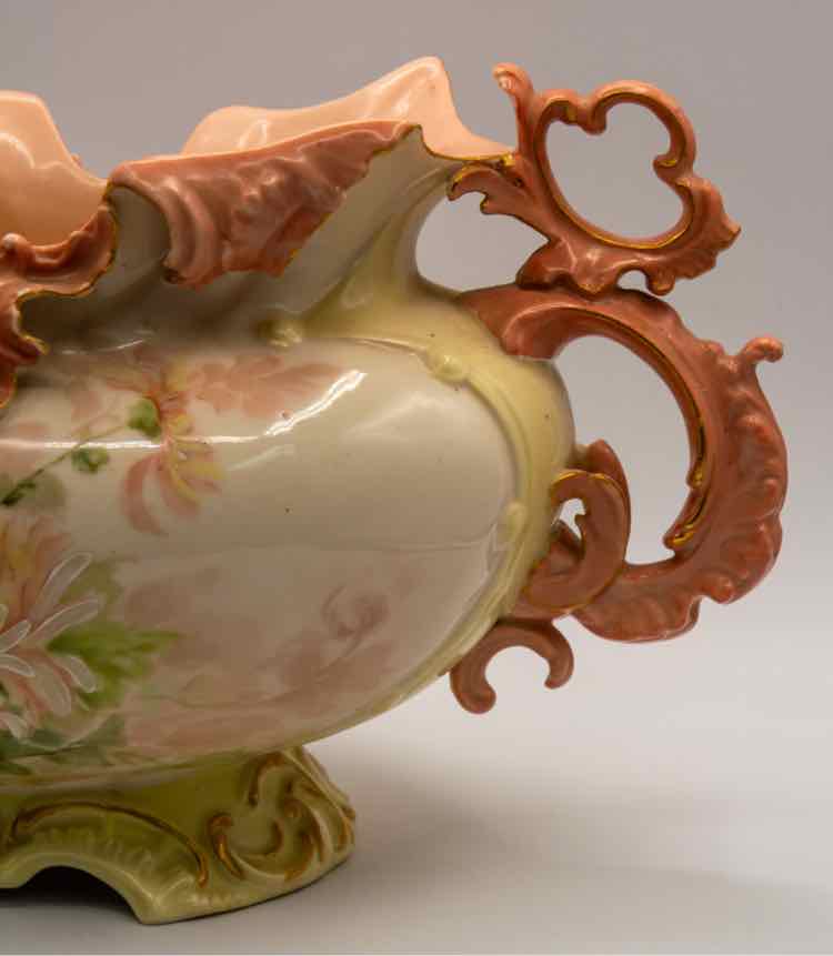 Hand Painted Floral Vase w/Handles