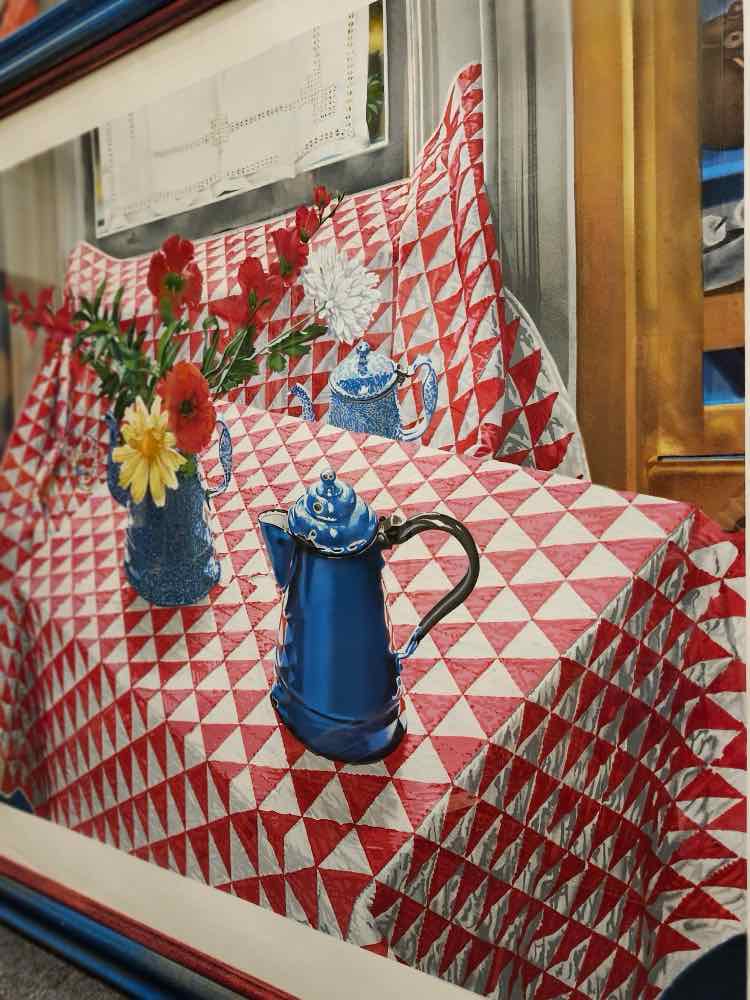 Red/White Quilt Serigraph N.Hagin Art