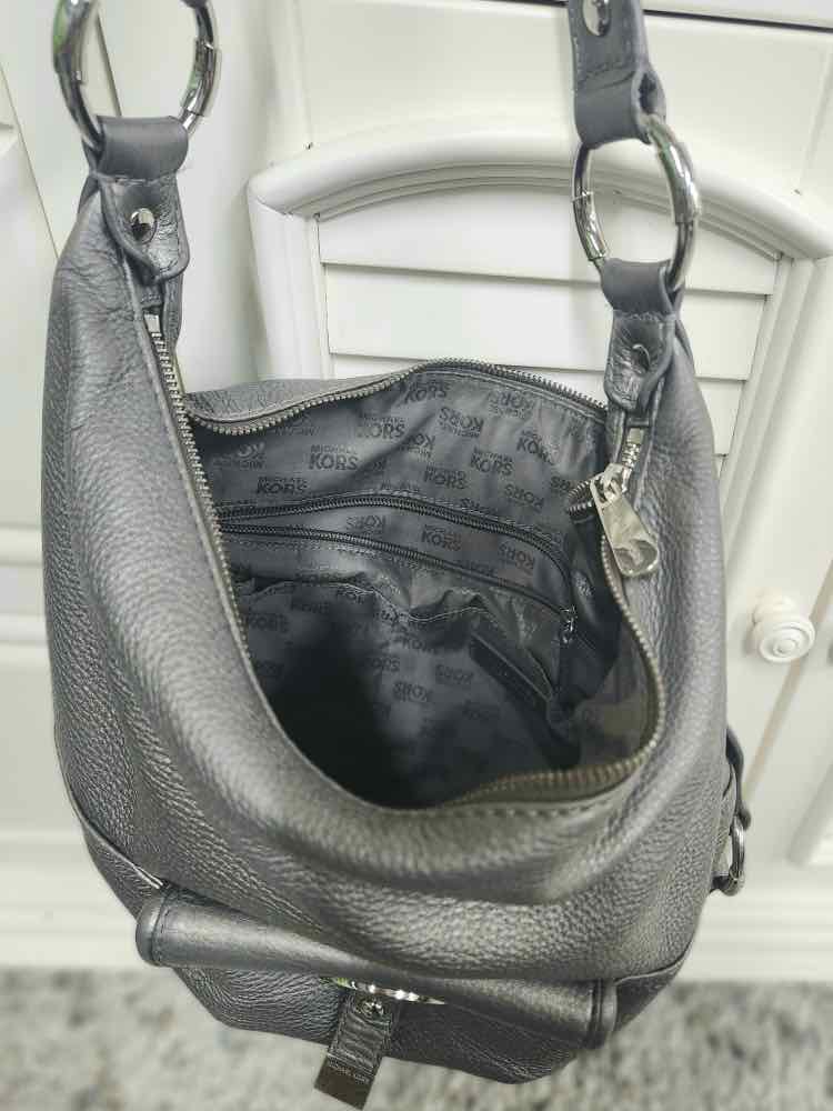 M. Kors Grey Pebbled Leather Hobo Bag