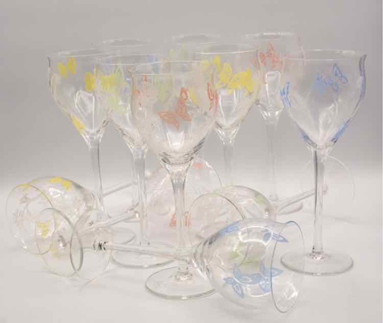 12 Vintage Givenchy Crystal Wine Glasses
