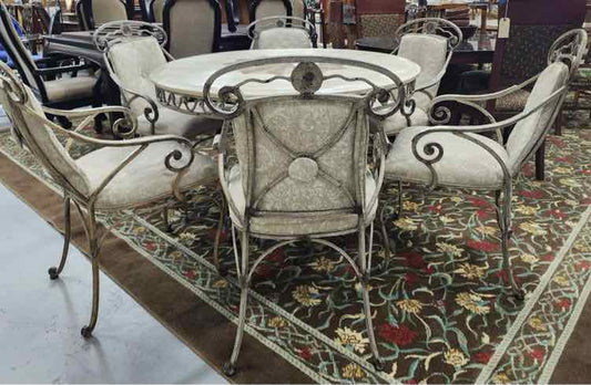 Thomasville Stone Top & Iron Table w/6 Chairs