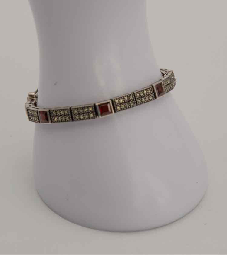 .925 Marcasite Garnet Tennis Bracelet