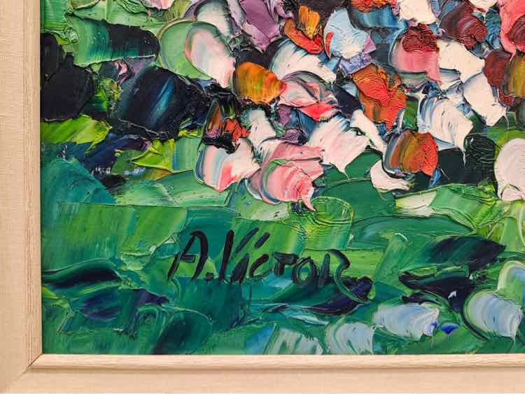 'Garden Water View' Oil by A. Victor