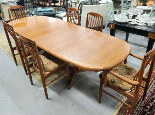 MCM Teak Benny Linden Table w/6 Chairs