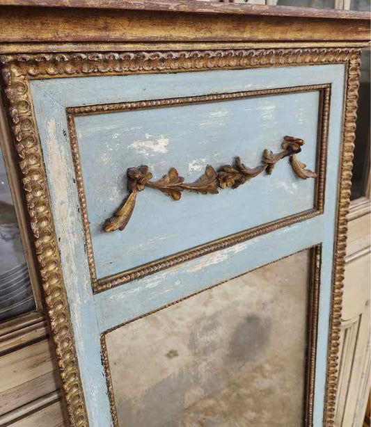 Mirror19th Cent. Painted & Parcel Gilt French Trumeau Mirror