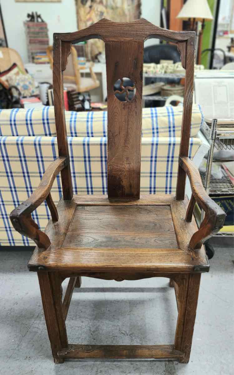 Pair of Antique Wood Asian Chairs