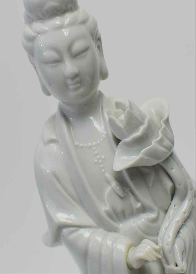 Pair of Chinese Porcelain Blanc de Chine Guanyin Figurines
