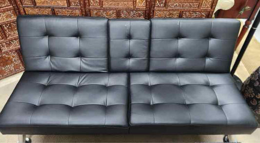 Black Faux Leather Futon