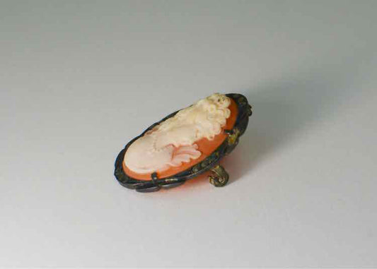 Vtg.Carved Shell Camero Brooch/Pendant